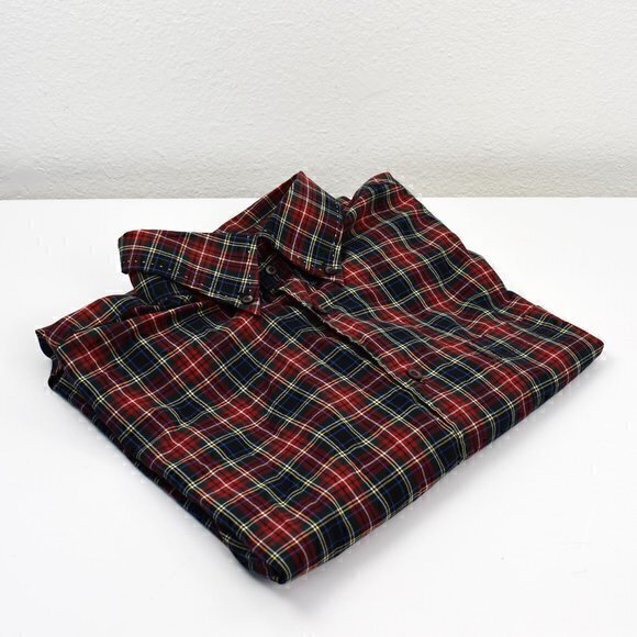 Tommy Hilfiger Long Sleeve Button‎ Down Plaid Shirt Size Large Color Red/Green - Picture 1 of 7